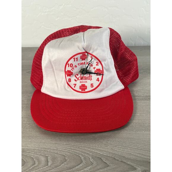 Vintage Schmidt Beer Trucker Hat‎ Cap with Working Clock 1980s KAP-III Mesh